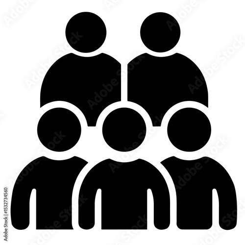 Black and white vector illustration of a group of five people