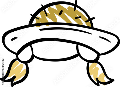 Elemento estilo doodle and Scribble chapéu de palha com tranças