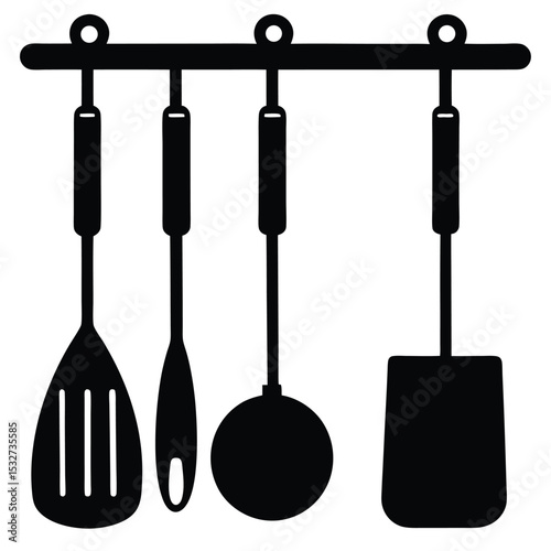 Kitchen Utensil Set Hanging Spatula, Turner, Ladle, and Spoon