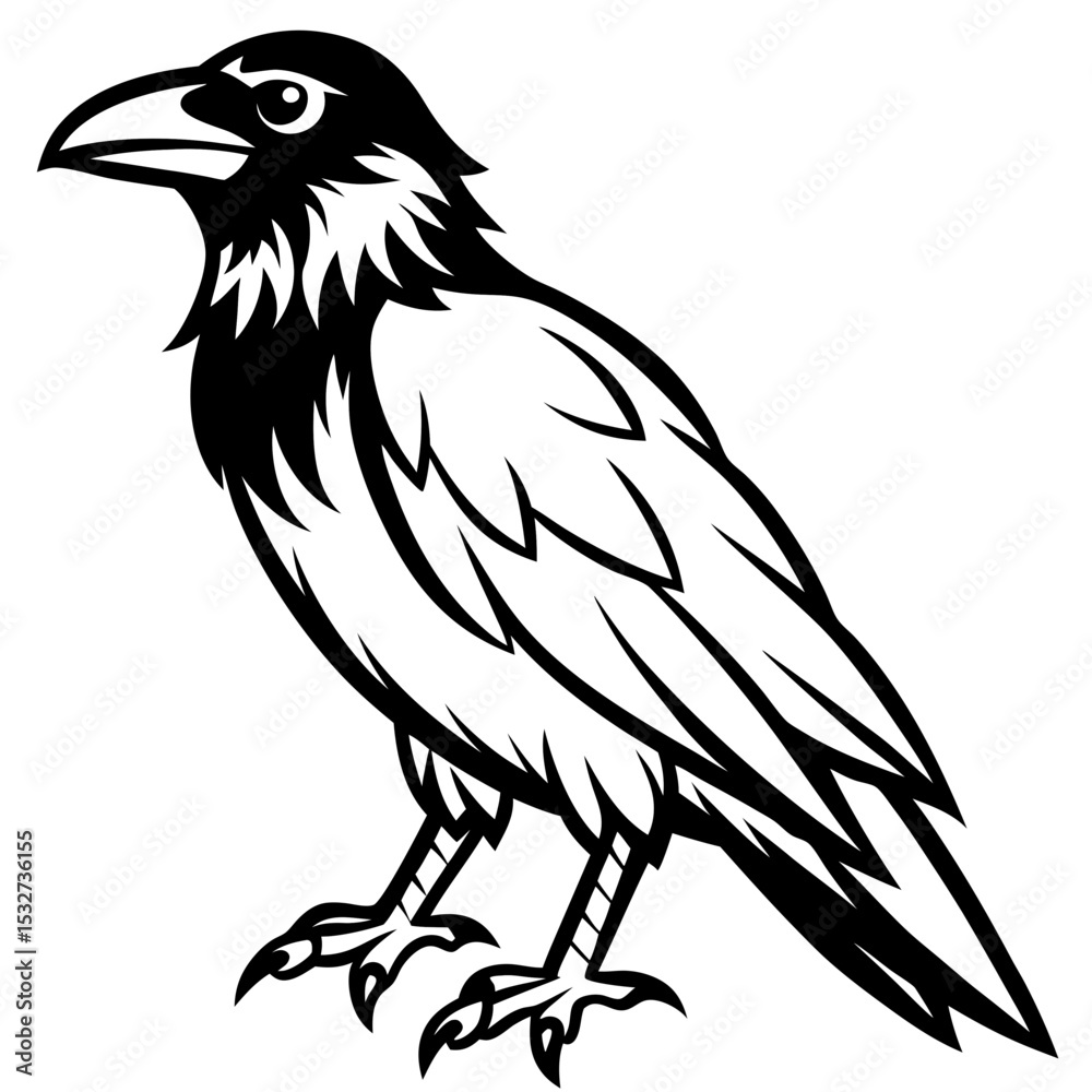 Obraz premium Raven Ink line art vector