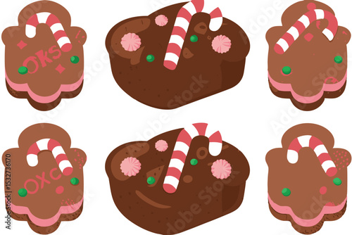 Festive Holiday Cookies with Candy Canes and Pink Frosting Decoration