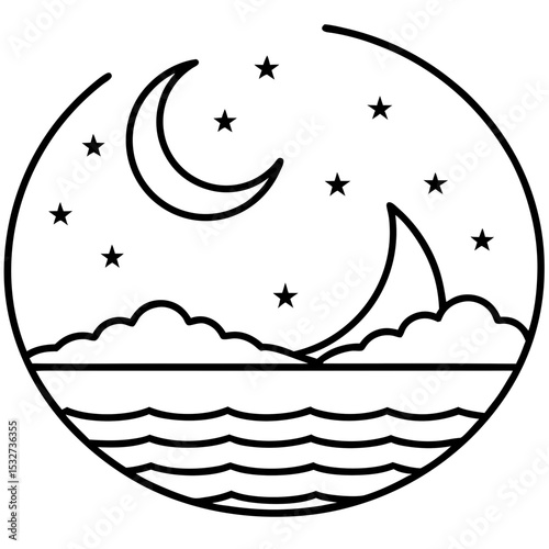 Moonlit Calm Vector Art