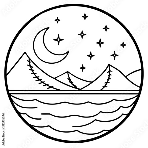 Moonlit Calm Vector Art