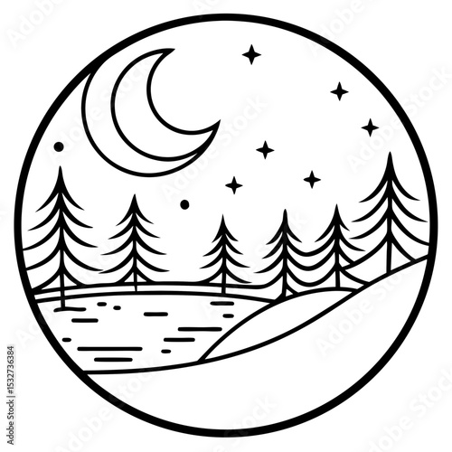 Moonlit Calm Vector Art