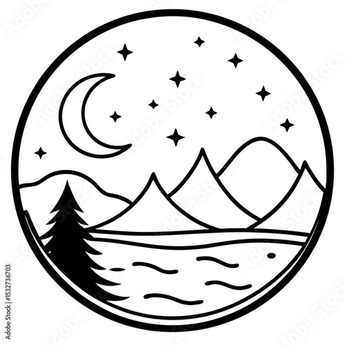 Moonlit Calm Vector Art