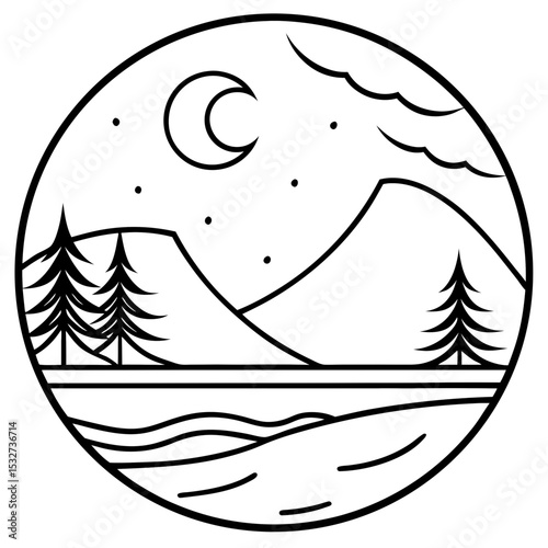 Moonlit Calm Vector Art