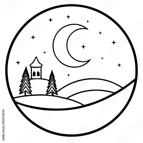 Moonlit Calm Vector Art