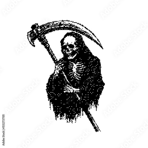 Death Pixel art. The pixels are scattered, dissolve. Vector monochrome style. Abstract random squares, background. Template. Monochrome style. Vectores. Vector para descargar
