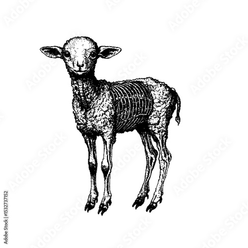Sheep Chain Pixel art. The pixels are scattered, dissolve. Vector monochrome style. Abstract random squares, background. Template. Monochrome style. Vectores. Vector para descargar