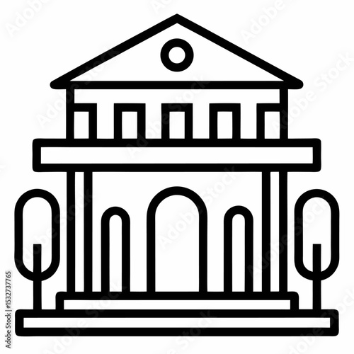 Classic Building Architectural Outline Vector Icon Elegant Design for Construction, Real Estate, and Urban Planning Projects