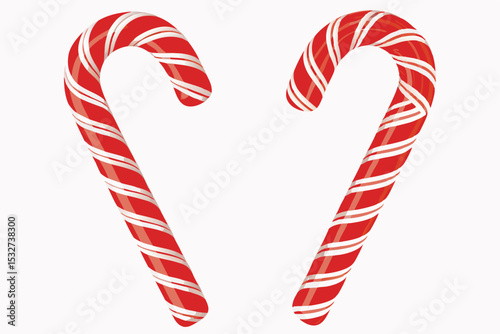 Two Red and White Striped Candy Canes on Light Pink Background