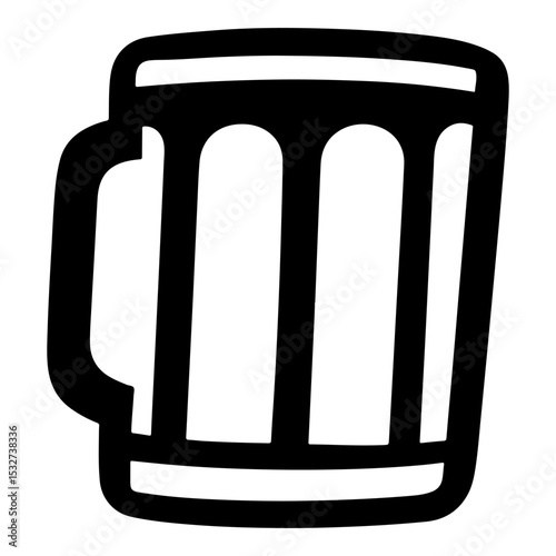 Black and white beer mug vector illustration, simple design