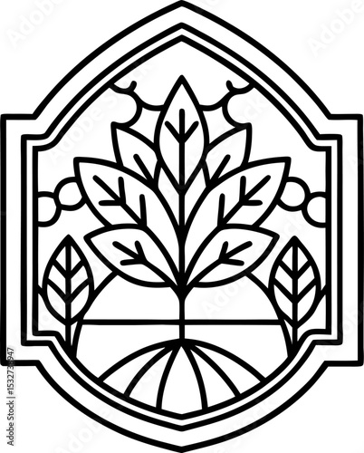 Flourishing Nature A Line Art Emblem of Growth and Renewal