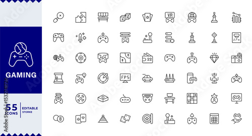  Pixel Perfect,Gaming icon set with cosmetics, skins, customization, emotes, voice chat, text chat, Controllers, Tournaments, ping icon.