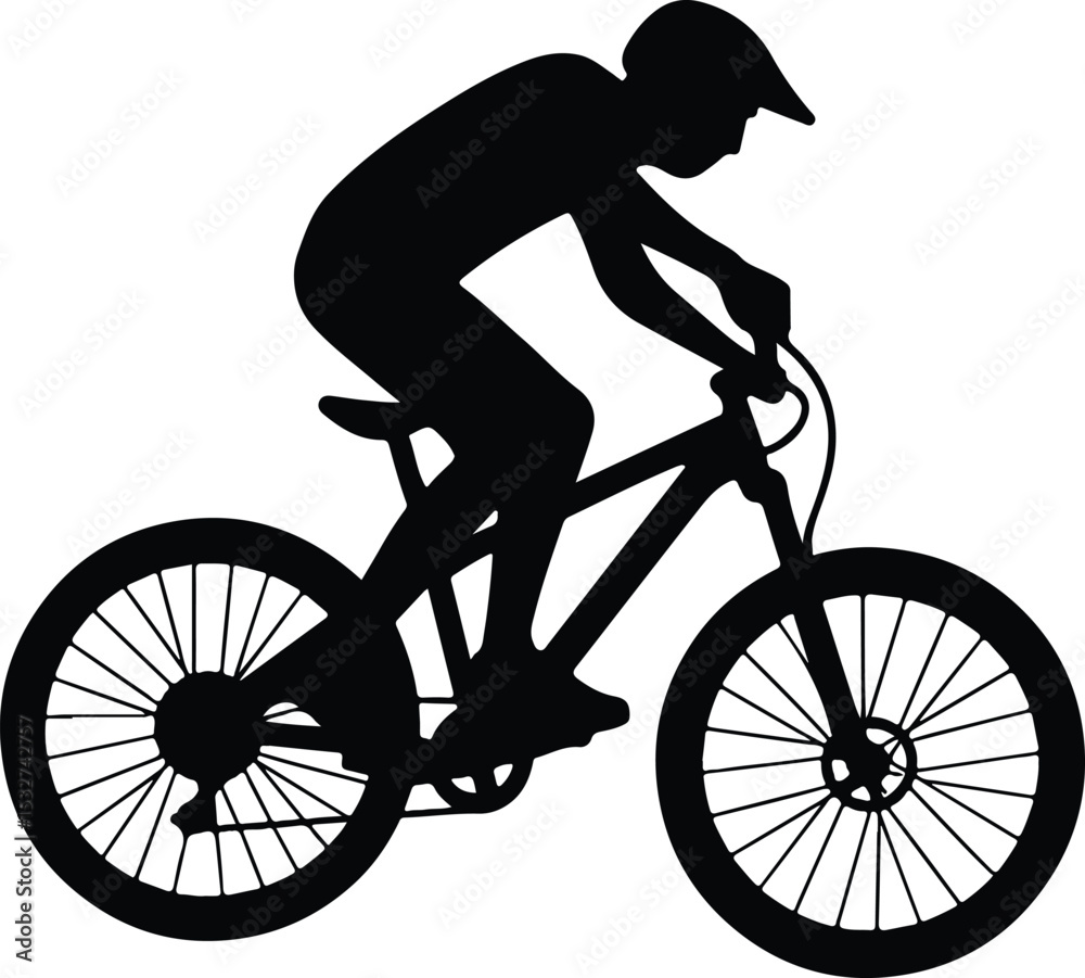 Fototapeta premium Silhouette Cyclist riding a bicycle isolated vector illustration