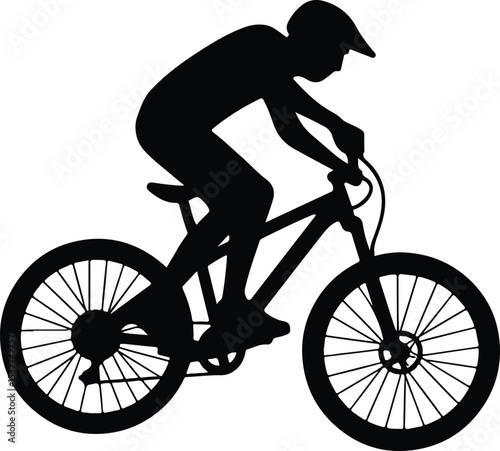 Silhouette Cyclist riding a bicycle isolated vector illustration