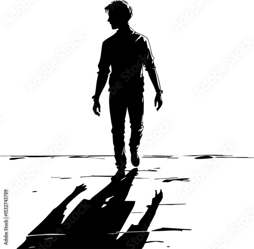 Walking through shadows a solitary journey in monochrome urban landscape artistic photography dramatic lighting