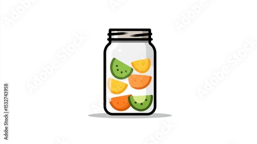 Closeup of preserved fruit in a jar, healthy and delicious summer snack fresh