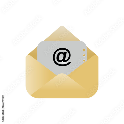 Open Envelope with Email Symbol Icon Illustration