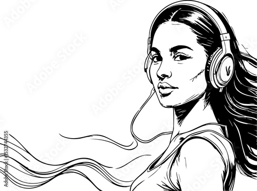 Listening to music urban setting graphic creative environment artistic perspective embracing sound waves