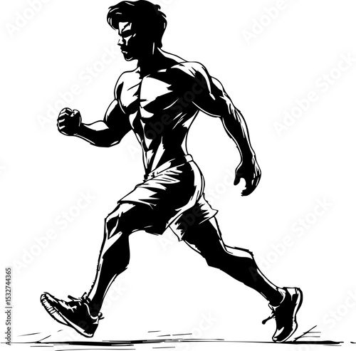 Dynamic athlete running urban environment energetic scene side view fitness for motivation and training