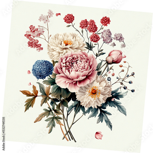 Vintage illustration of an autumn floral generative AI
