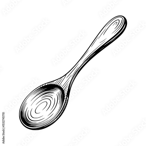 Illustration of a detailed spoon with shading and texture
