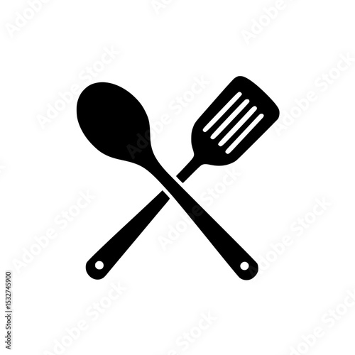 Crossed spoon and spatula icon representing cooking utensils for meal preparation
