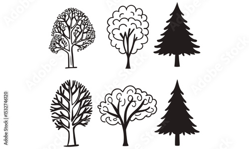 Collection of Tree Silhouettes for Various Applications