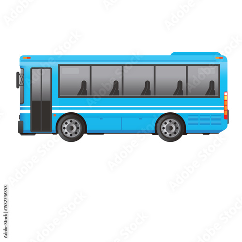 Realistic blue bus vector illustration for urban transport design