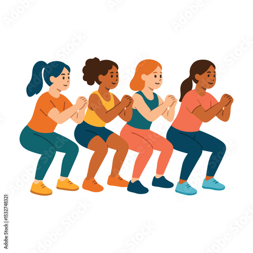 A gym female group workout scene