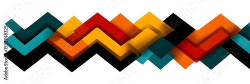 Colorful Retro Zigzag Line Divider – Bold Vintage Geometric Vector on Transparent Background
