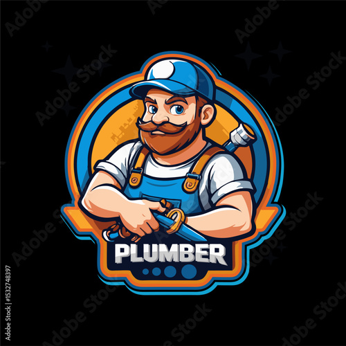 plumber illustration. esport logo design template