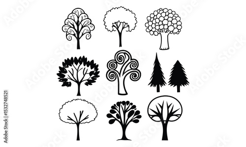 Collection of Tree Silhouettes for Various Applications