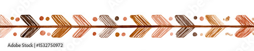 Decorative Rustic Tribal Arrow Vector Divider – Terracotta and Earth-Tone Hand-Drawn Line on Transparent Background for Bohemian Packaging, Eco Branding, and Natural-Themed Design