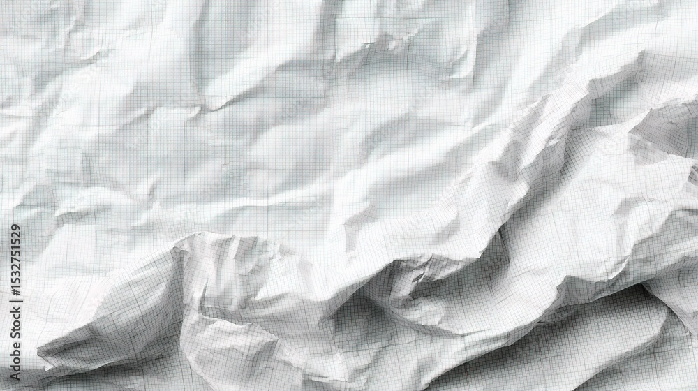 Fototapeta premium Crumpled Graph Paper Texture with Geometric Lines and Patterns