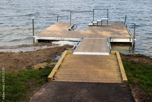 A handicapped accessible kayak launch on the shores of Pike Lake within Pike Lake Unit, Kettle Moraine State Forest, Hartford, Wisconsin
