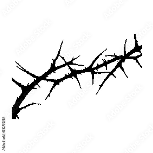 Thorns Pixel art vector. The pixels are scattered, dissolve. Vector monochrome style. Abstract random squares, background. Template. Monochrome style. ilustracion en vector. Espinas