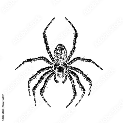 Spider Pixel art vector. The pixels are scattered, dissolve. Vector monochrome style. Abstract random squares, background. Template. Monochrome style. ilustracion en vector 