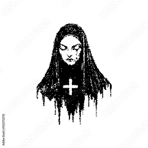 Darun nun Pixel art vector. The pixels are scattered, dissolve. Vector monochrome style. Abstract random squares, background. Template. Monochrome style. ilustracion en vector. Dark concept