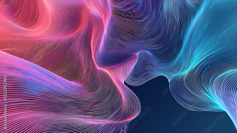 Fototapeta premium Abstract Flowing Lines in Pink and Blue with High-Detail Style
