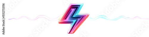 Stylized Lightning Bolt Divider with Layered Neon Gradient Colors and Clean Vector Edges – Dynamic Abstract Design on Transparent PNG, Perfect for Music Posters, Energy-Themed Graphics, and Tech Brand