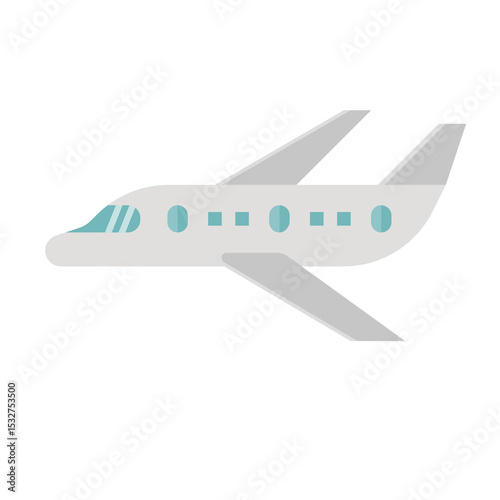 Vector illustration of a private jet airplane in flight with windows design