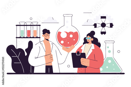 A lightbulb lab where characters mix cloud chemicals and round devices to create business