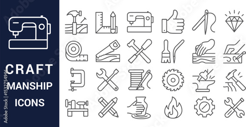 Craftsmanship Icons A Collection of Line Art Images for DIY Projects, Handmade Goods, and Creative Businesses