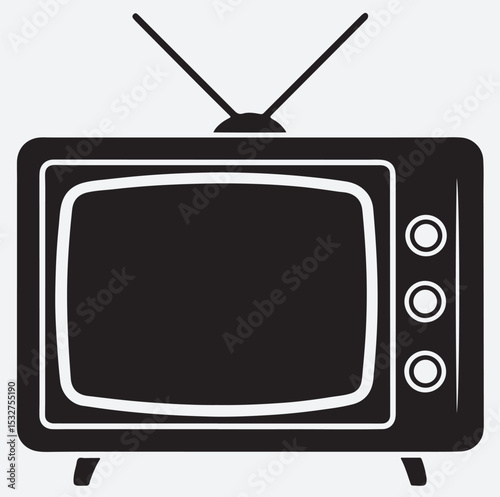 television silhouette vector art illustration, retro tv vector illustration