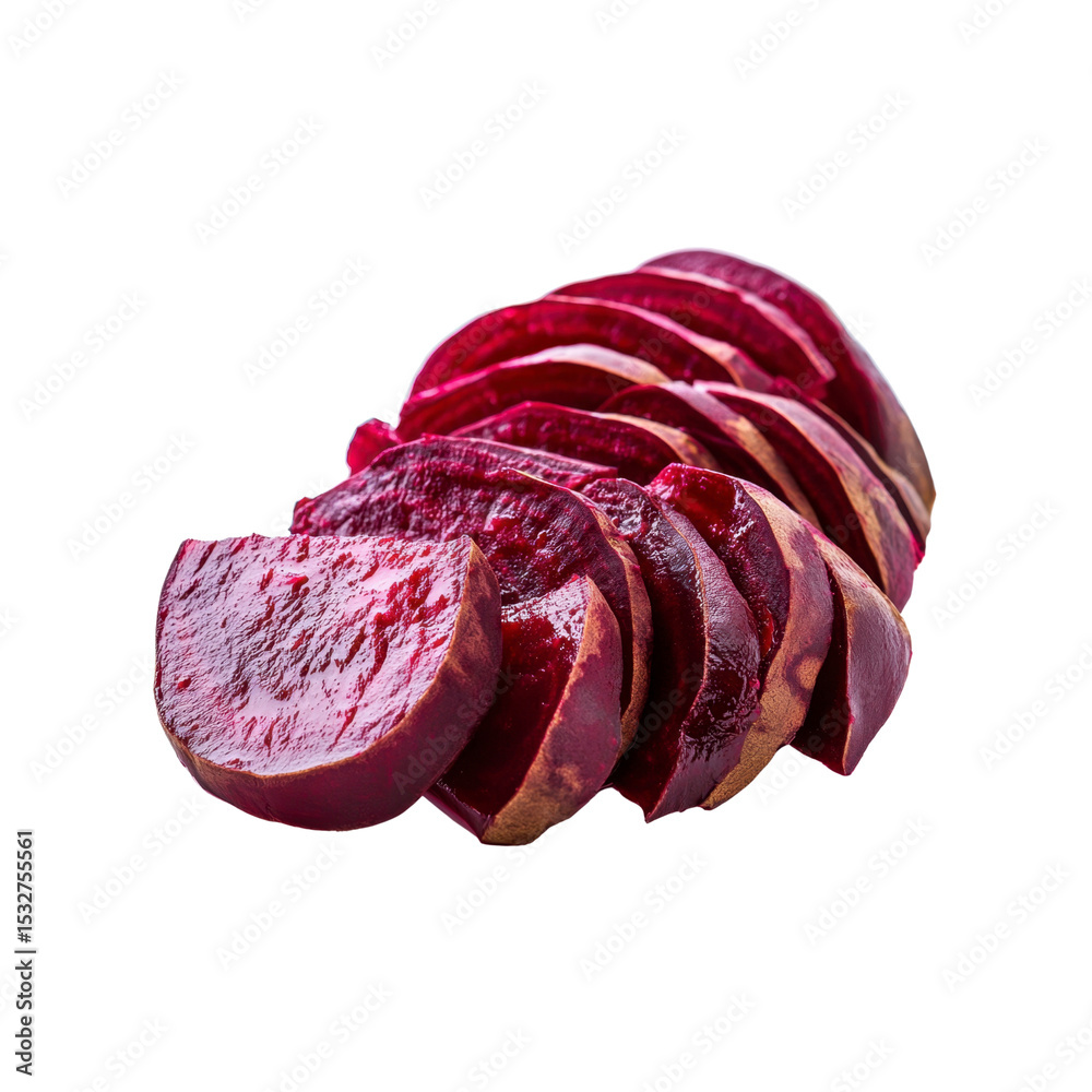 Fototapeta premium Sliced Beetroot, Vibrant Red Vegetable, Healthy Food Ingredient