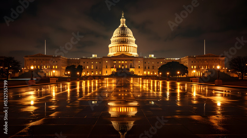 Majestic night view of the u.S. Capitol washington d.C. Night photography urban landscape reflective water architectural wonder