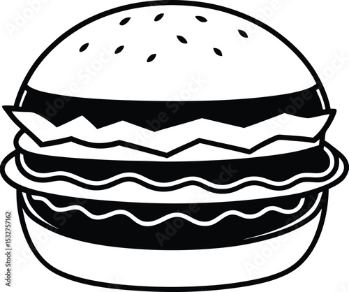 Hamburger vector illustration with cheese and tomato on white background