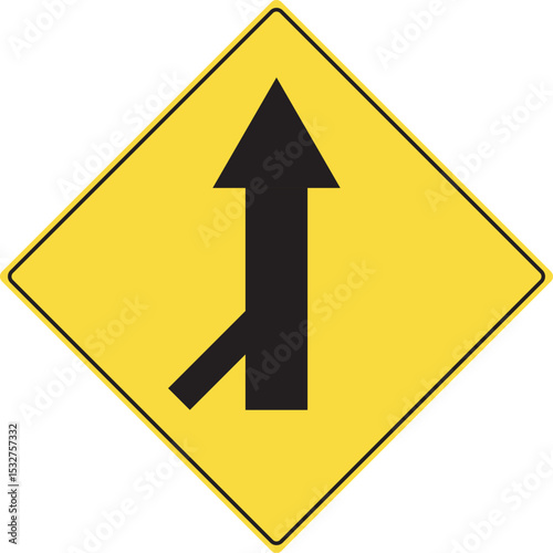 Vector illustration of a lane merging left traffic sign.